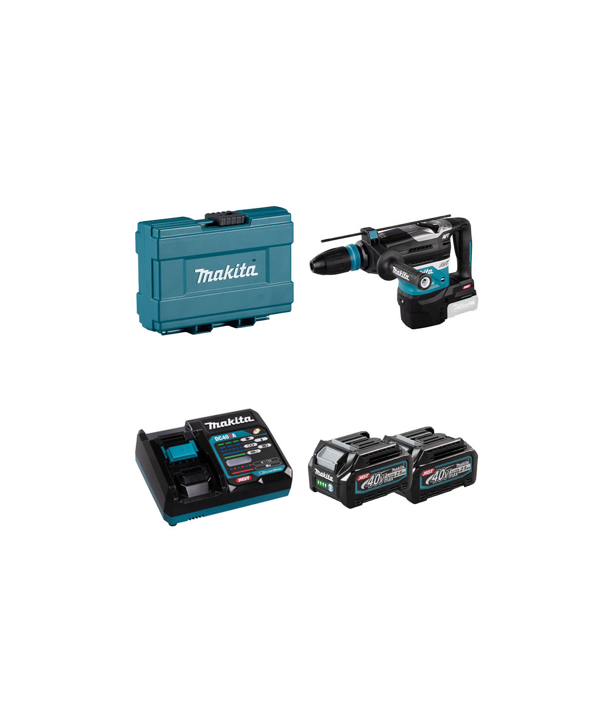 Perfo-burineur SDS-MAX 40V HR005GZ01 + 2 batteries 40V 2,5 Ah + chargeur rapide DC40RA MAKITA
