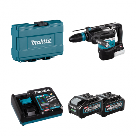 Perfo-burineur SDS-MAX 40V HR005GZ01 + 2 batteries 40V 4 Ah + chargeur rapide DC40RA MAKITA