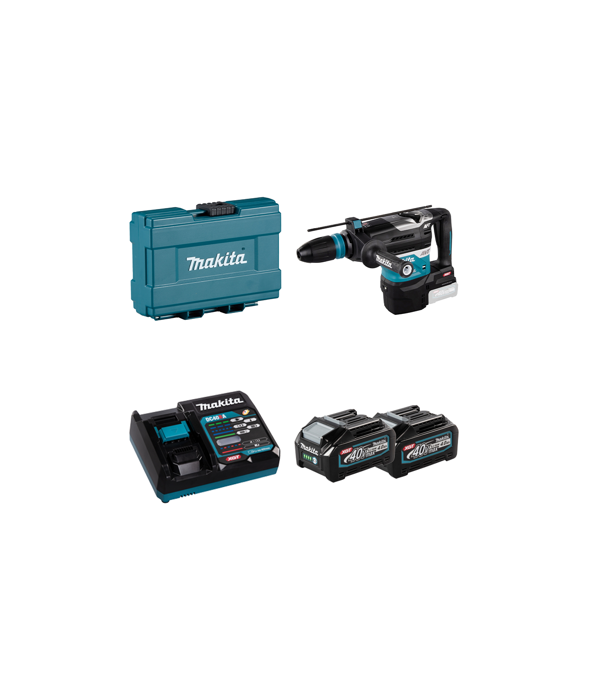 Perfo-burineur SDS-MAX 40V HR005GZ01 + 2 batteries 40V 4 Ah + chargeur rapide DC40RA MAKITA