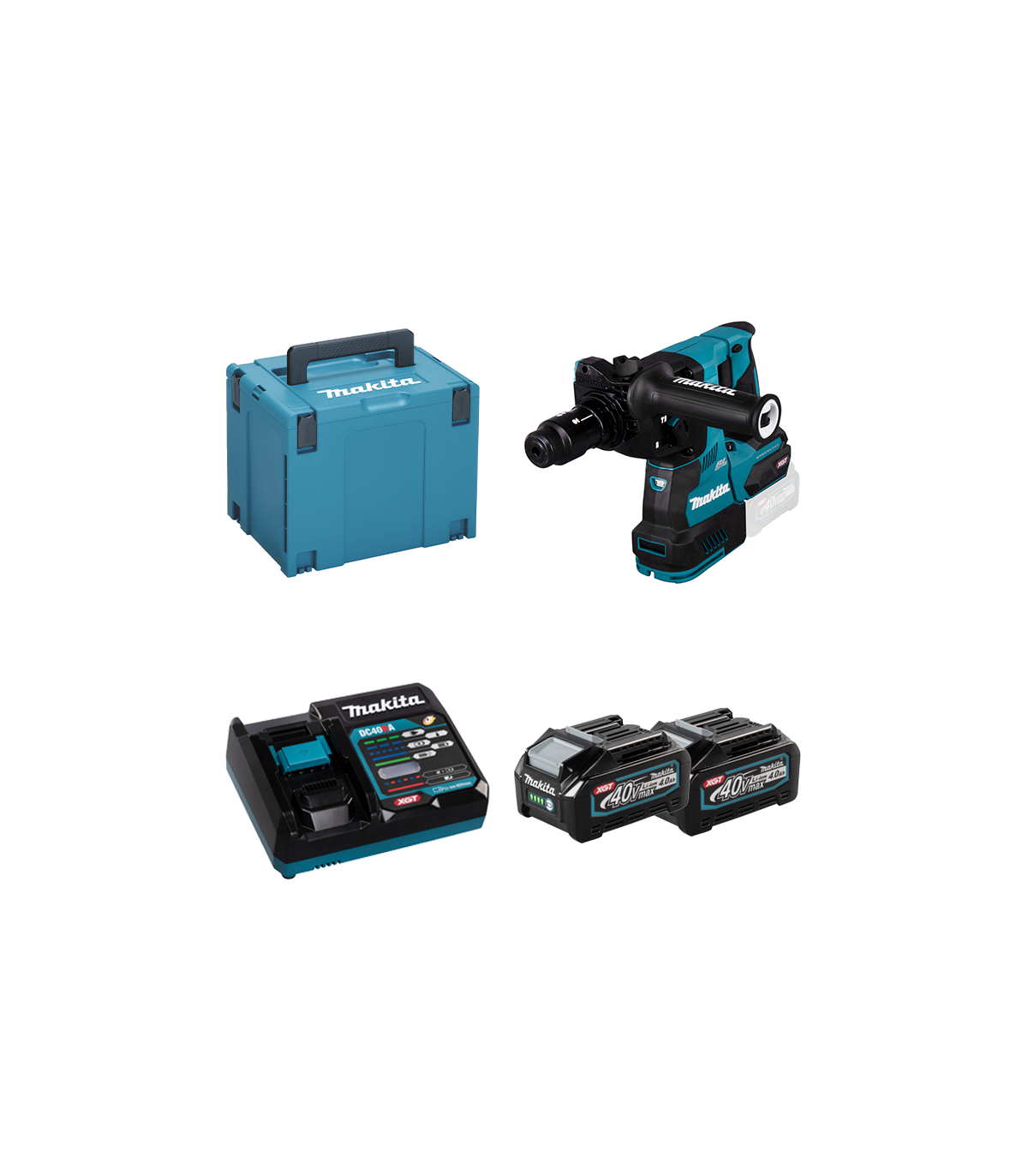Perfo-burineur SDS-PLUS 2,9J 40V HR004GZ01 + 2 batteries 40V 4 Ah + chargeur rapide DC40RA MAKITA