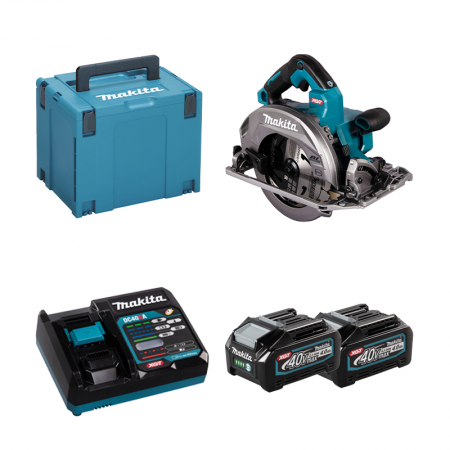Scie circulaire 40V Ø190 mm HS004GZ03 + 2 batteries 40V 4 Ah + chargeur rapide DC40RA MAKITA