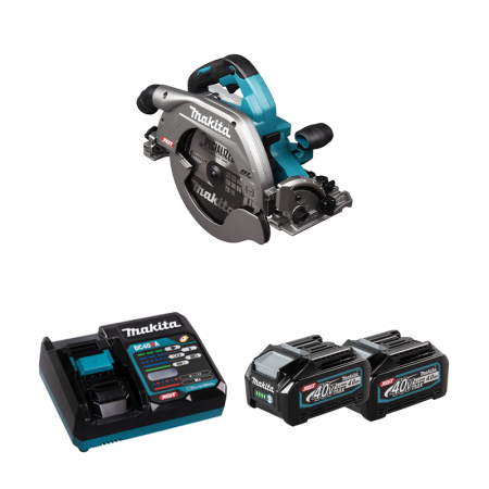 Scie circulaire 40V Ø235 mm HS009GZ + 2 batteries 40V 4 Ah + chargeur rapide DC40RA MAKITA