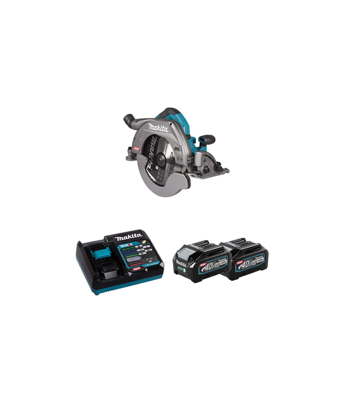 Scie circulaire 40V Ø260/270 mm HS011GZ + 2 batteries 40V 4 Ah + chargeur rapide DC40RA MAKITA