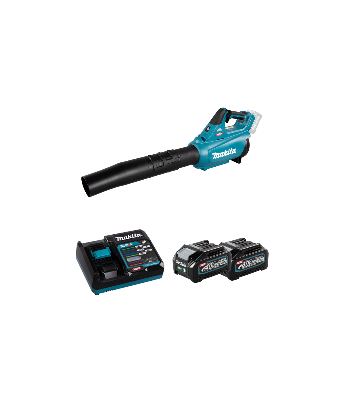 Souffleur 40V UB001GZ + 2 batteries 40V 4 Ah + chargeur rapide DC40RA MAKITA