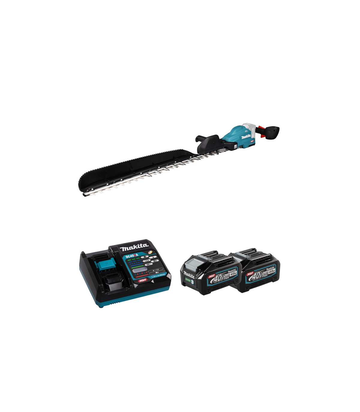 Taille-haie 40V 75cm UH014GZ + 2 batteries 40V 4 Ah + chargeur rapide DC40RA MAKITA
