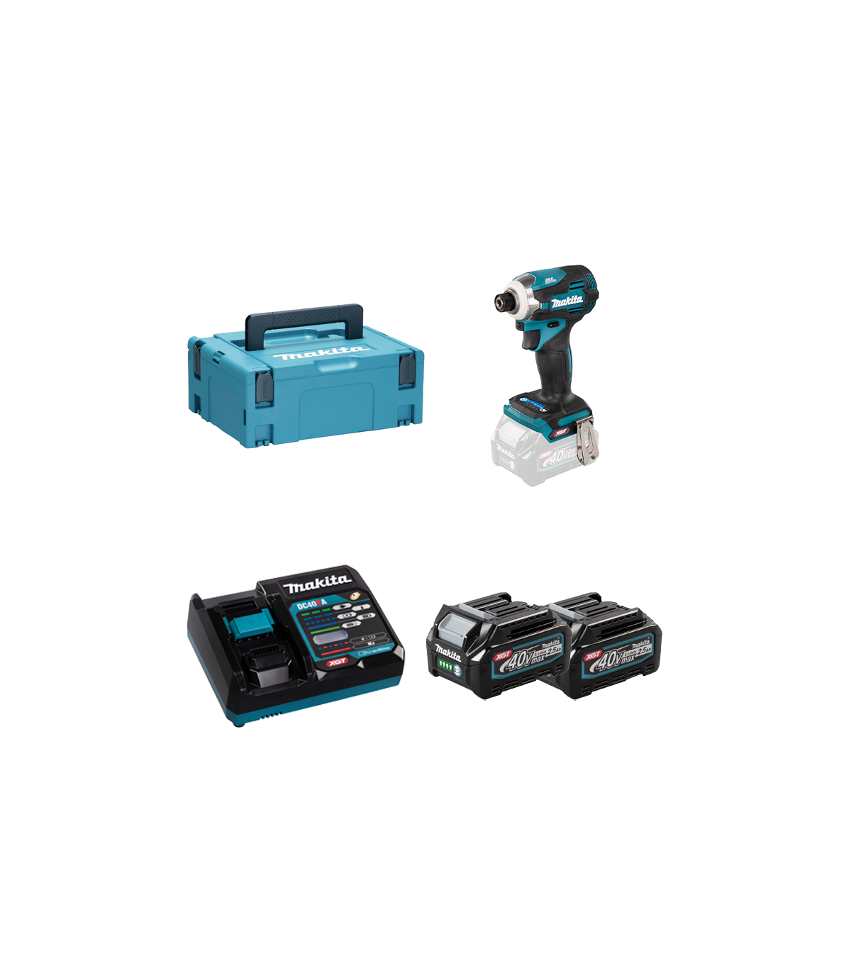 Visseuse à chocs 40V 220 Nm TD001GZ02 + 2 batteries 40V 2,5 Ah + chargeur rapide DC40RA MAKITA