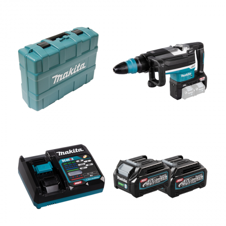 Perfo-burineur SDS-MAX 21,4J 2x40V + 2 batteries 40V 2,5 Ah + chargeur rapide DC40RA HR006GZ MAKITA