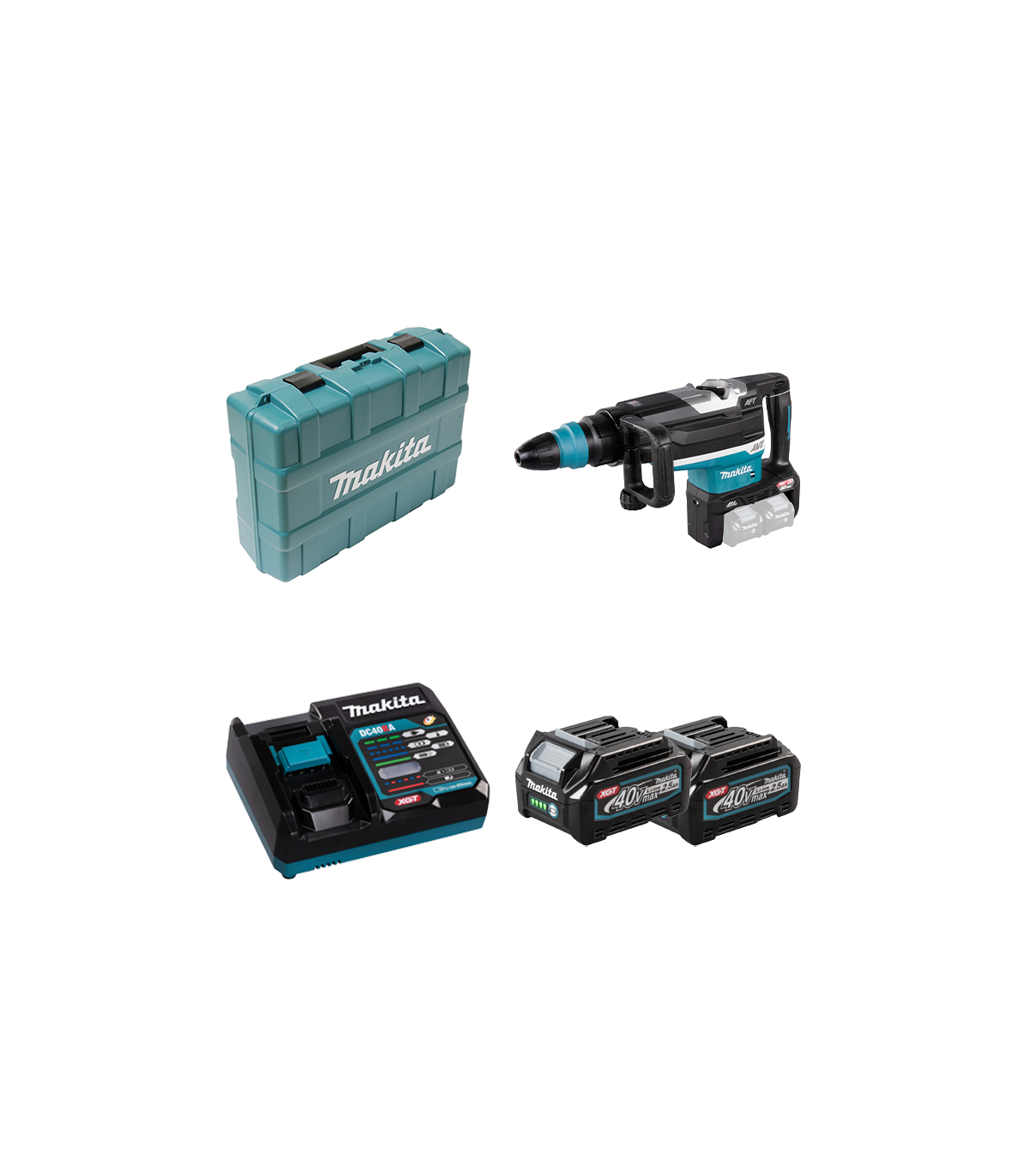 Perfo-burineur SDS-MAX 21,4J 2x40V + 2 batteries 40V 2,5 Ah + chargeur rapide DC40RA HR006GZ MAKITA
