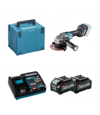 Meuleuse 40V Ø125 mm GA023GZ01 + 2 batteries 40V 4 Ah + chargeur rapide DC40RA MAKITA