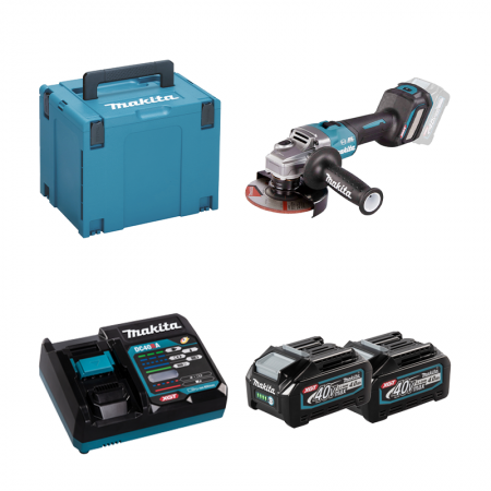Meuleuse 40V Ø125 mm GA023GZ01 + 2 batteries 40V 4 Ah + chargeur rapide DC40RA MAKITA