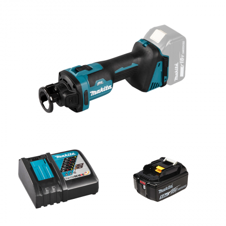 Affleureuse 18V plaque de plâtre DCO181Z + 1 batterie BL1850B 18V 5 Ah + 1 chargeur rapide DC18RC MAKITA