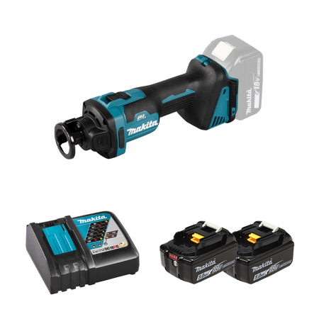 Affleureuse 18V plaque de plâtre DCO181Z + 2 batteries BL1850B 18V 5 Ah + 1 chargeur rapide DC18RC MAKITA