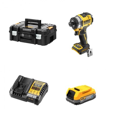 Visseuse à chocs 18V DCF860NT-XJ + 1 batterie 18V 1,7 Ah PowerStack + 1 Chargeur DCB1104-QW DEWALT