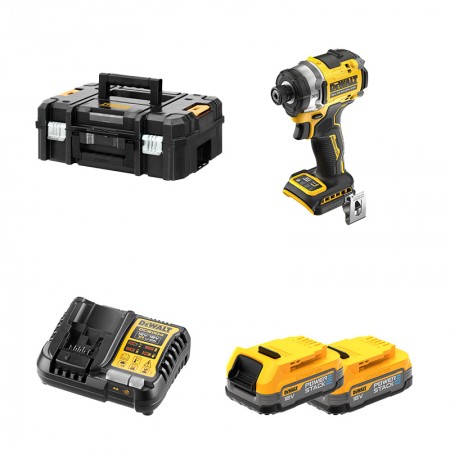 Visseuse à chocs 18V DCF860NT-XJ + 2 batteries 18V 1,7 Ah PowerStack + 1 Chargeur DCB1104-QW DEWALT