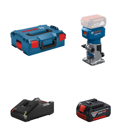 Affleureuse GLF 18V-8 + 1 batterie GBA 18V 4 Ah + Chargeur GAL 18V-40 BOSCH