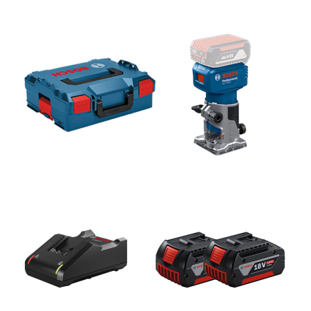Affleureuse GLF 18V-8 + 2 batteries GBA 18V 4 Ah + Chargeur GAL 18V-40 BOSCH