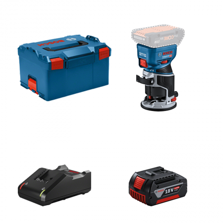 Affleureuse GKF 18V-8 + 1 batterie GBA 18V 4 Ah + Chargeur GAL 18V-40 BOSCH