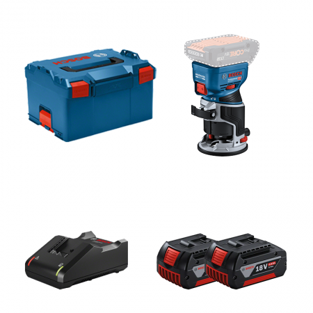 Affleureuse GKF 18V-8 + 2 batteries GBA 18V 4 Ah + Chargeur GAL 18V-40 BOSCH