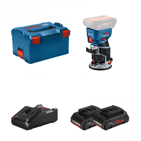 Affleureuse GKF 18V-8 + 2 batteries ProCore 18V 4 Ah + Chargeur GAL 18V-40 BOSCH