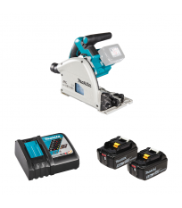 Scie plongeante Ø165 mm 2 x 18V DSP601ZU + 2 batteries BL1850B 18V 5 Ah + chargeur rapide DC18RC MAKITA