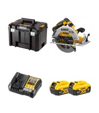 Scie circulaire 18V Ø190 mm DCS573NT-XJ + 2 batteries 18V 5 Ah + 1 chargeur DCB1104-QW DEWALT
