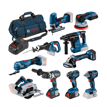 Pack 10 outils (GBH, GWS, GDR, GSB, GKS, GSA, GOP, GST, GDS,GEX) BOSCH