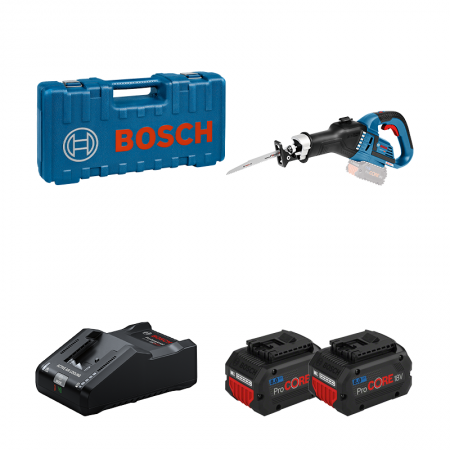 Scie sabre GSA 18V-32 + 2 batteries Procore 18V 8 Ah + 1 chargeur GAL 18V-160 BOSCH