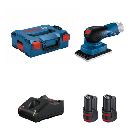Ponceuse vibrante GSS 12V-13 + 2 batteries 12V 3 Ah + chargeur GAL 12V-40 BOSCH
