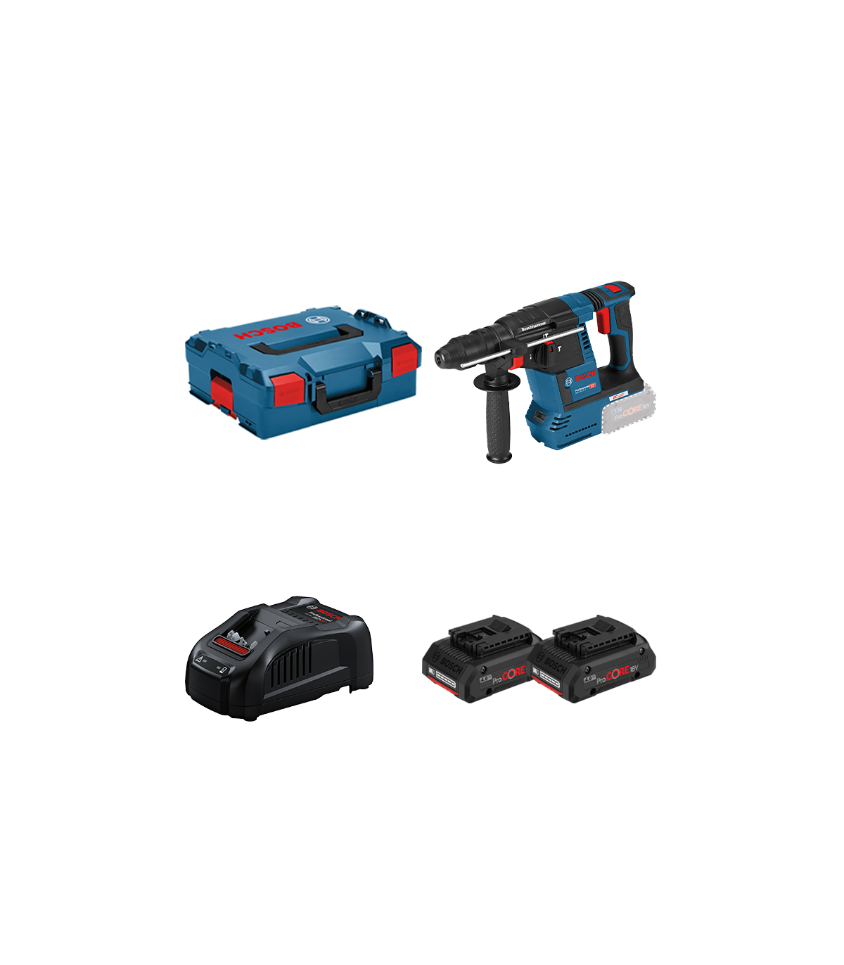Perforateur GBH 18V-26 F + 2 batteries Procore 18V 4 Ah + 1 chargeur GAL 1880 CV BOSCH