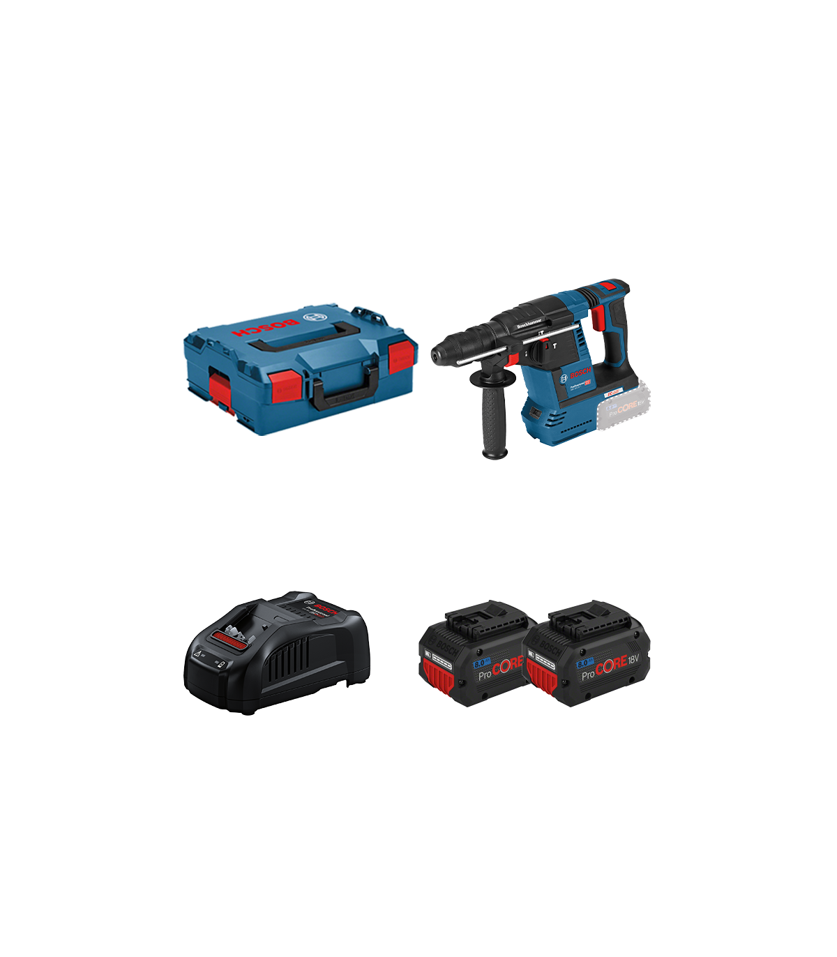 Perforateur GBH 18V-26 F + 2 batteries Procore 18V 8 Ah + 1 chargeur GAL 1880 CV BOSCH