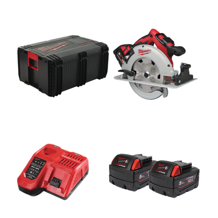 Scie circulaire Ø190 mm 18V M18 BLCS66-0X + 2 batteries 18V 5 Ah + chargeur M12-18FC MILWAUKEE