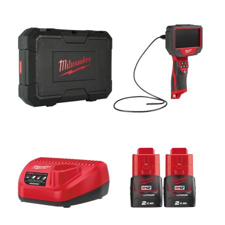 Micro-caméra d'inspection M12 ATB-0C + 2 batteries 2 Ah 12 V + chargeur C12C MILWAUKEE