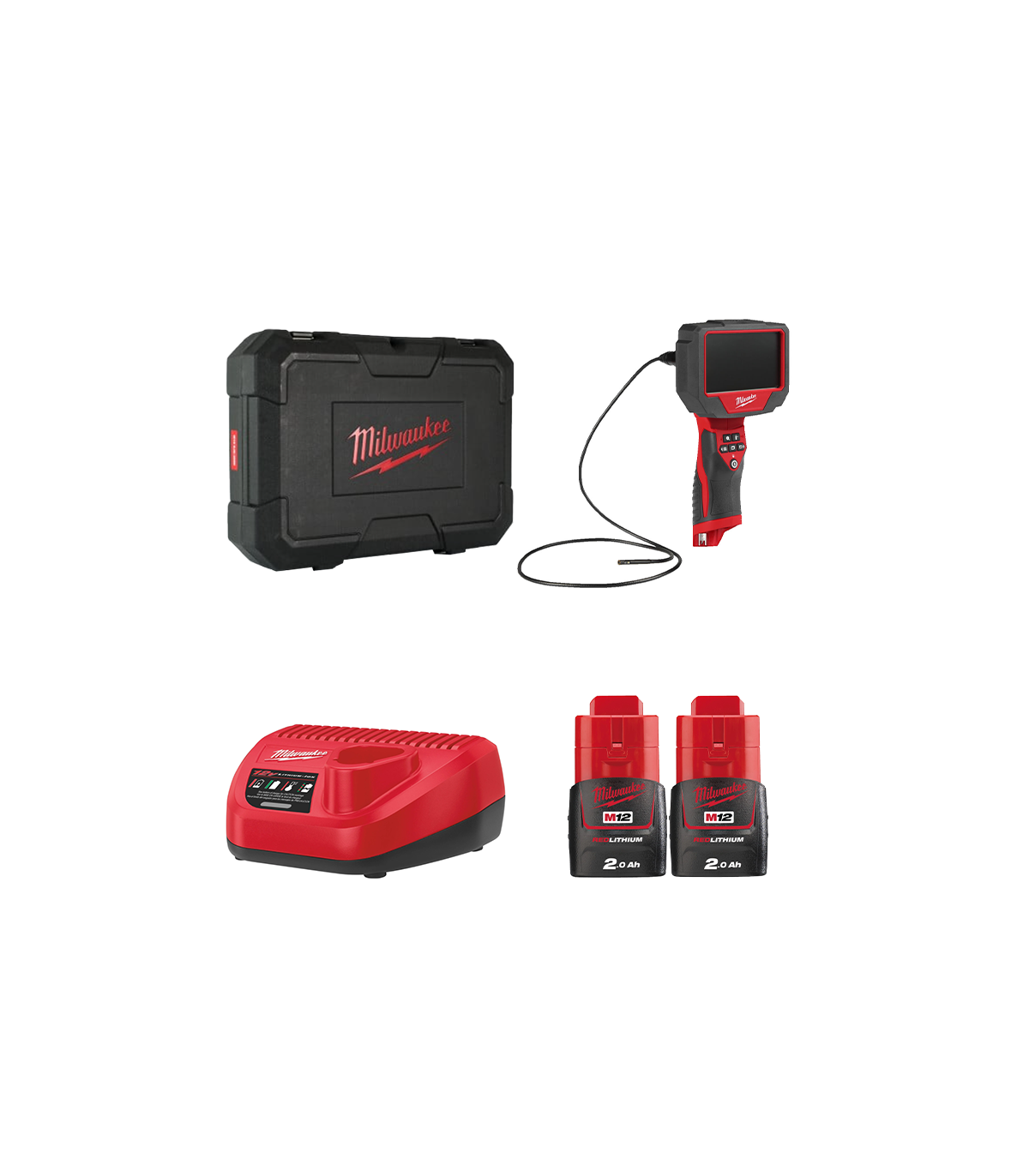 Micro-caméra d'inspection M12 ATB-0C + 2 batteries 2 Ah 12 V + chargeur C12C MILWAUKEE