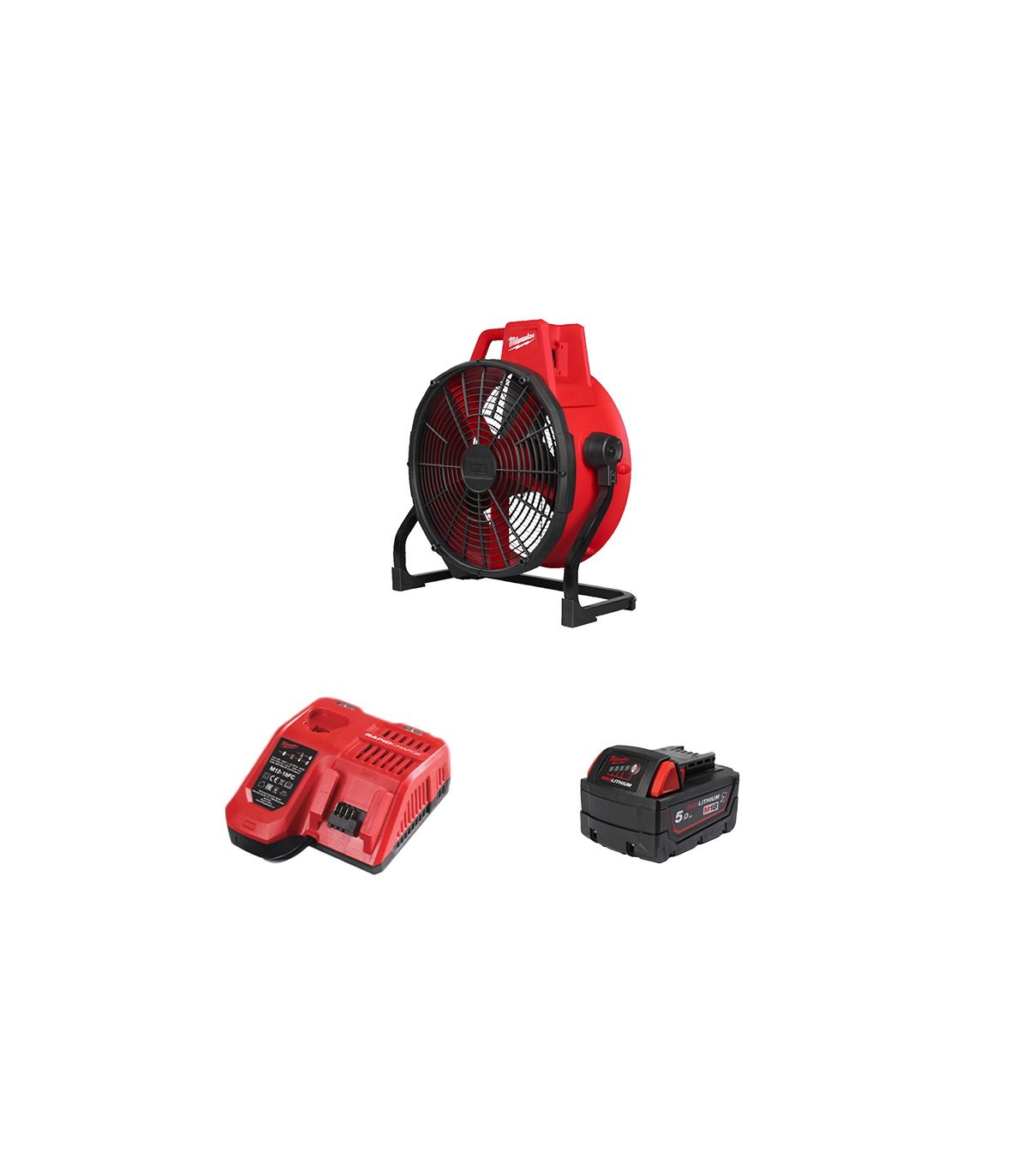 Ventilateur de chantier M18 ARFHP-0 + 1 batterie 18V 5 Ah + 1 Chargeur M12-18 FC MILWAUKEE
