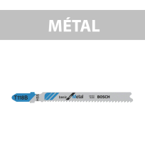 Lot de 5 lames de scie sauteuse 92 mm T 118B HSS Métal BOSCH
