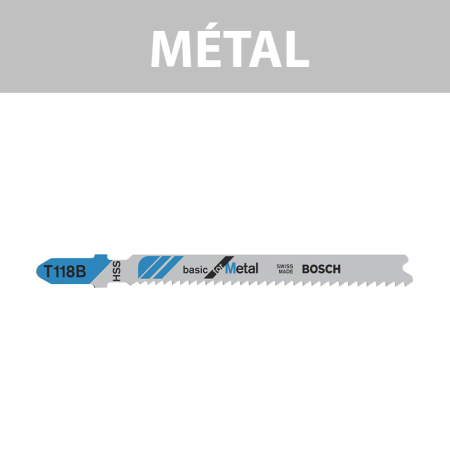 Lot de 5 lames de scie sauteuse 92 mm T 118B HSS Métal BOSCH