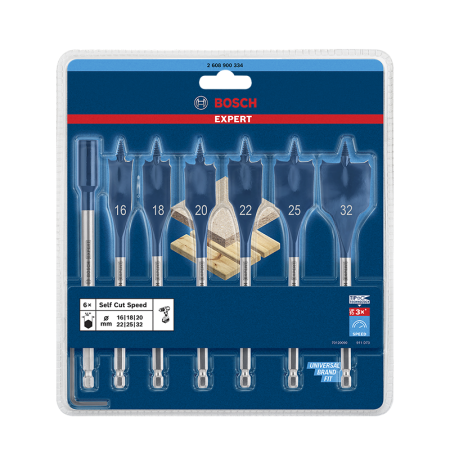 Coffret de 7 forets plats SelfCut Speed bois EXPERT BOSCH
