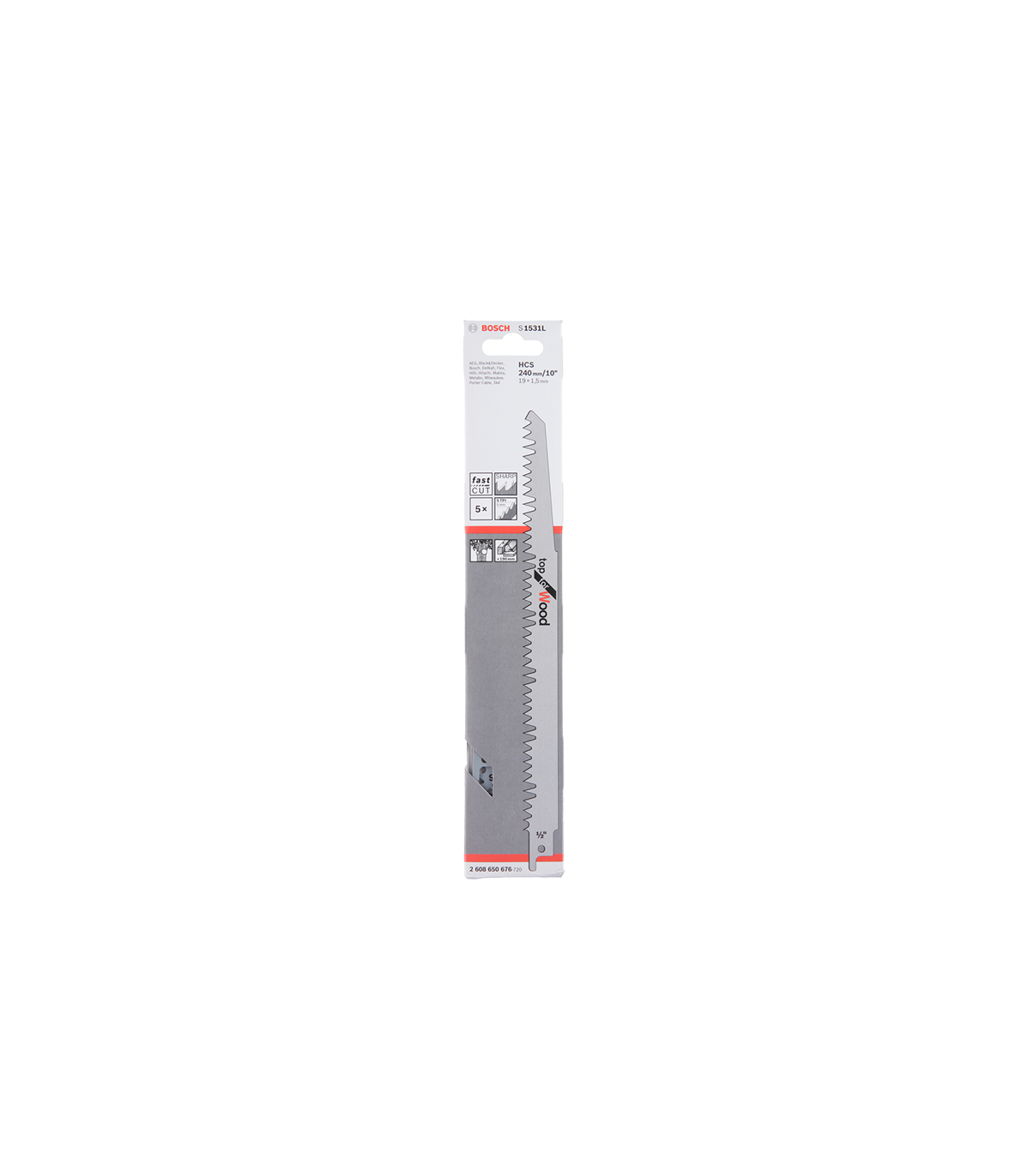 Lot de 5 lames de scie sabre S 1531 L Bois BOSCH