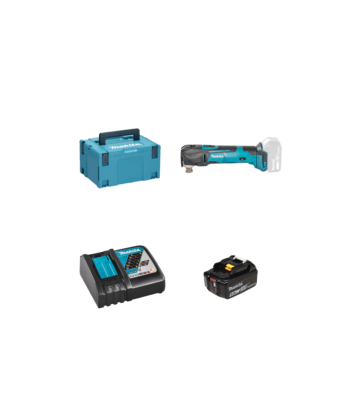 Découpeur-ponceur DTM51ZJX3 + 1 batterie BL1850B 18V 5 Ah + 1 chargeur rapide DC18RC MAKITA