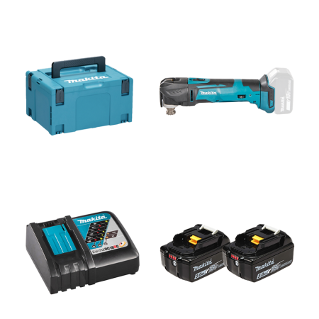 Découpeur-ponceur DTM51ZJX3 + 2 batteries BL1850B 18V 5 Ah + 1 chargeur rapide DC18RC MAKITA