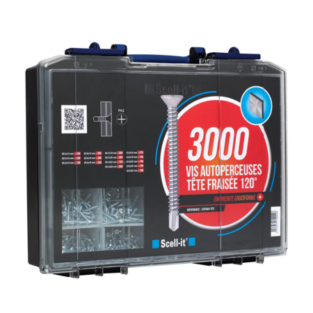 Coffret 3000 vis autoperceuses TFC tête fraisée 120° SCELL-IT