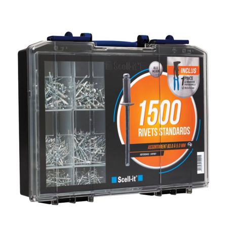 Pince à riveter E-500RH-R + 1500 rivets standard Ø3,0 à Ø5,0 mm SCELL-IT