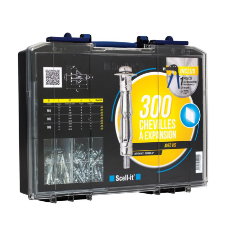 Coffret 300 chevilles à expansion avec vis + Pince MD SCELL-IT