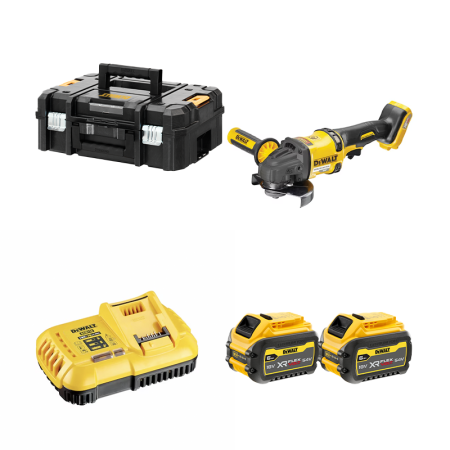 Meuleuse Ø125 mm 54V DCG418NT-XJ + 2 batteries 18/54V 6-2Ah + 1 chargeur DCB118-QW DEWALT