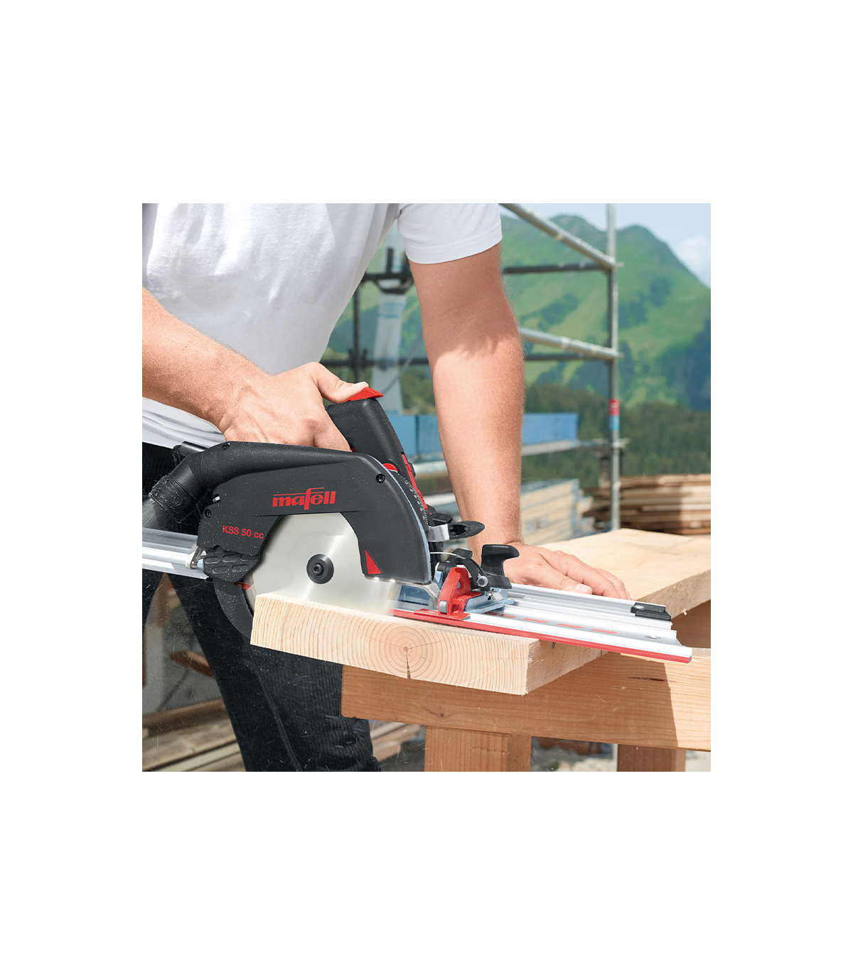 Scie circulaire Ø168 mm KSS 50 cc + Rail 1.60 m MAFELL