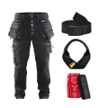 Pack Pantalon X1900 artisan stretch 2D + Genouillères + Ceinture + Porte-marteau BLAKLADER