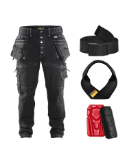 Pack Pantalon X1900 artisan stretch 2D + Genouillères + Ceinture + Porte-marteau BLAKLADER