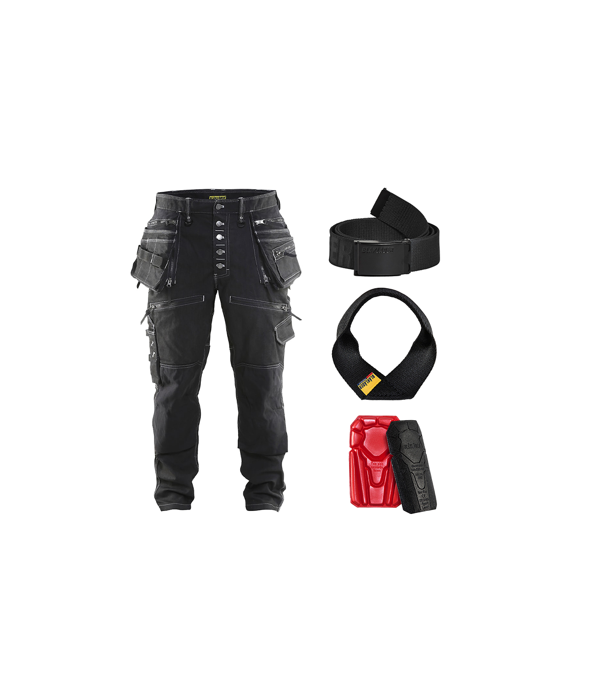 Pack Pantalon X1900 artisan stretch 2D + Genouillères + Ceinture + Porte-marteau BLAKLADER