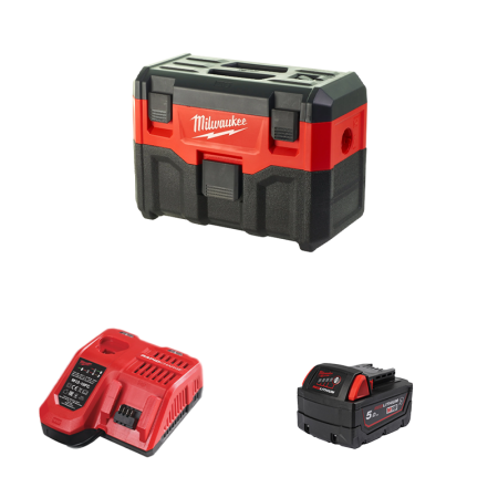 Aspirateur 18V M18 VC2-0 + 1 batterie 18V 5 Ah + chargeur M12-18FC MILWAUKEE