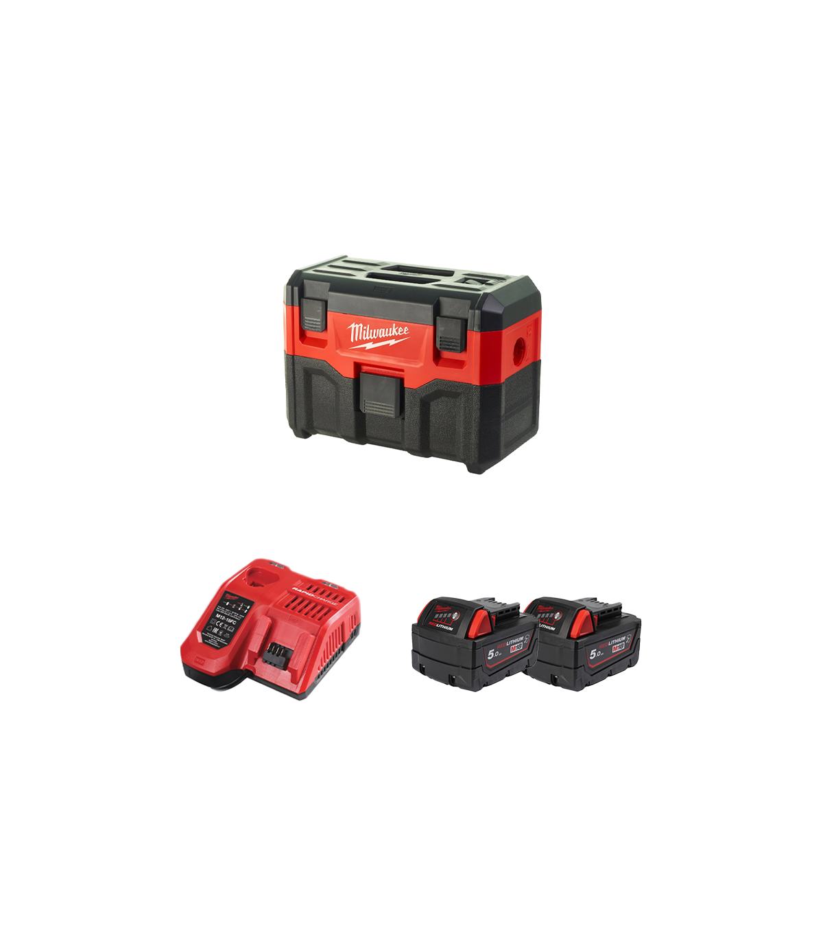 Aspirateur 18V M18 VC2-0 + 2 batteries 18V 5 Ah + chargeur M12-18FC MILWAUKEE